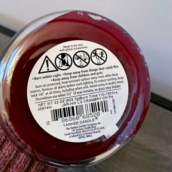 NEW Yankee Candle w/ Lid Cranberry Chutney Scented 22 oz Fall Holiday Red Large - Picture 5 of 5